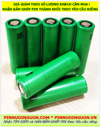 Sony Murata US18650VTC5A, Pin sạc lithium 3.7v với 1500mAh-1600mAh, Xả 40A, Nội trở 13-16mΩ
